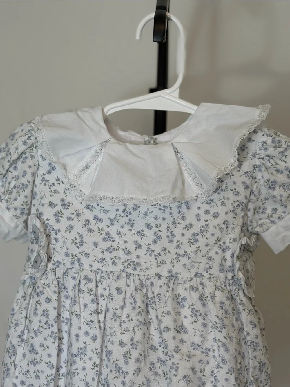 Sal & Pimento Organic Cotton Blue Floral Bubble/Romper – 18M 🌸🩵